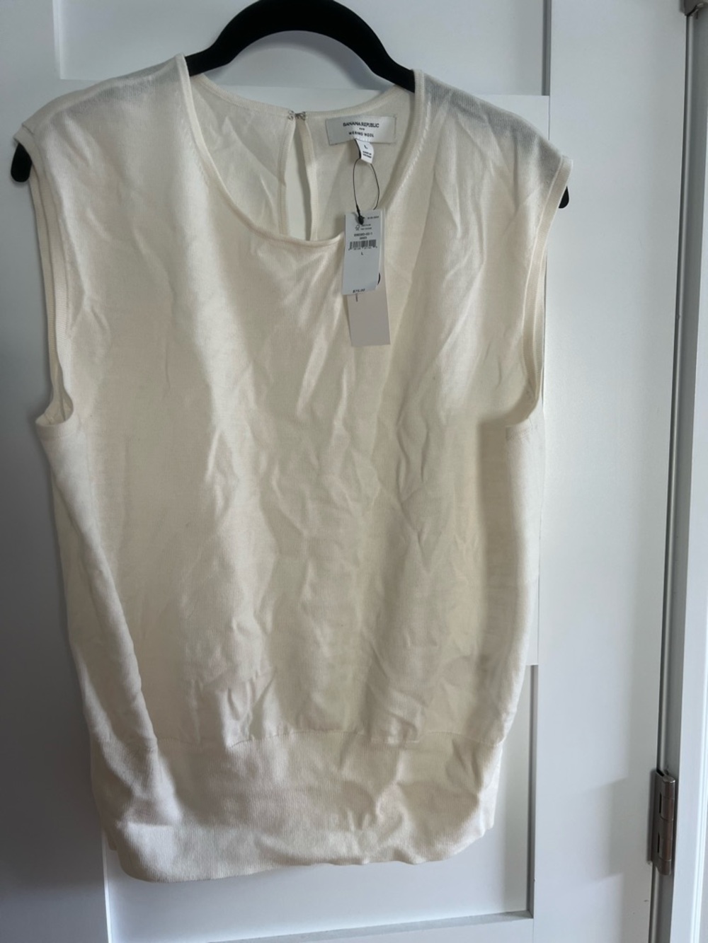 Banana Republic Cream Sleeveless Knit Tank